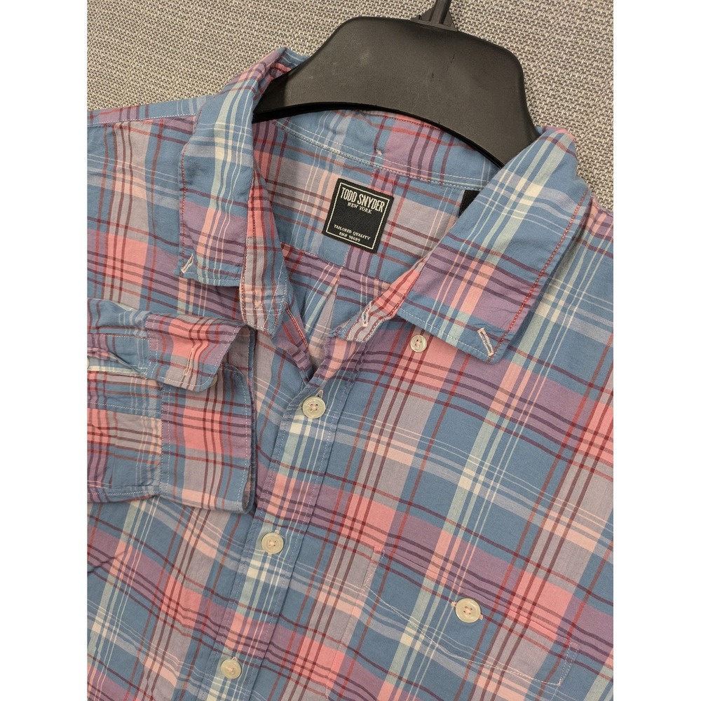 Todd Snyder Shirt Mens XL Blue Pink Plaid Long Sleeve Button Up Cotton Casual